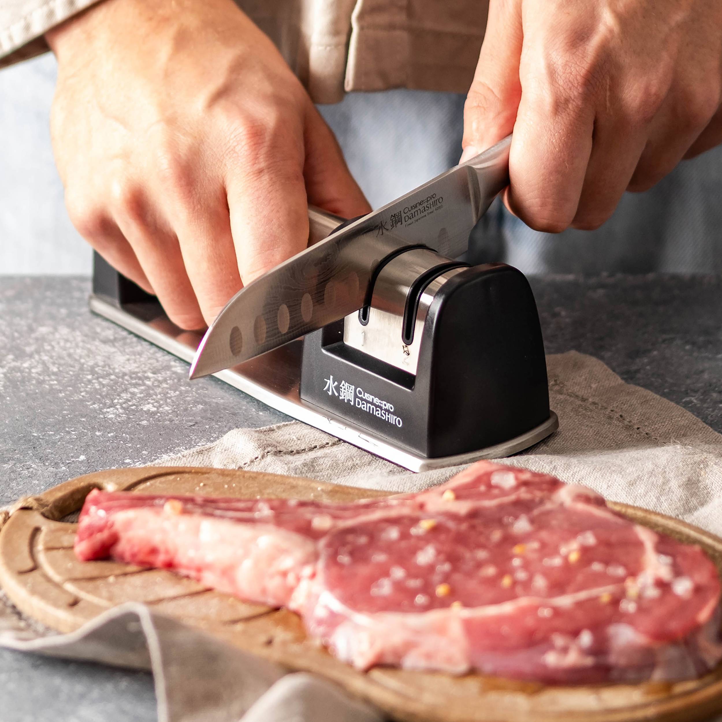 Damashiro® 2 Step Knife Sharpener - Cuisine::pro® – THE CUSTOM CHEF TM