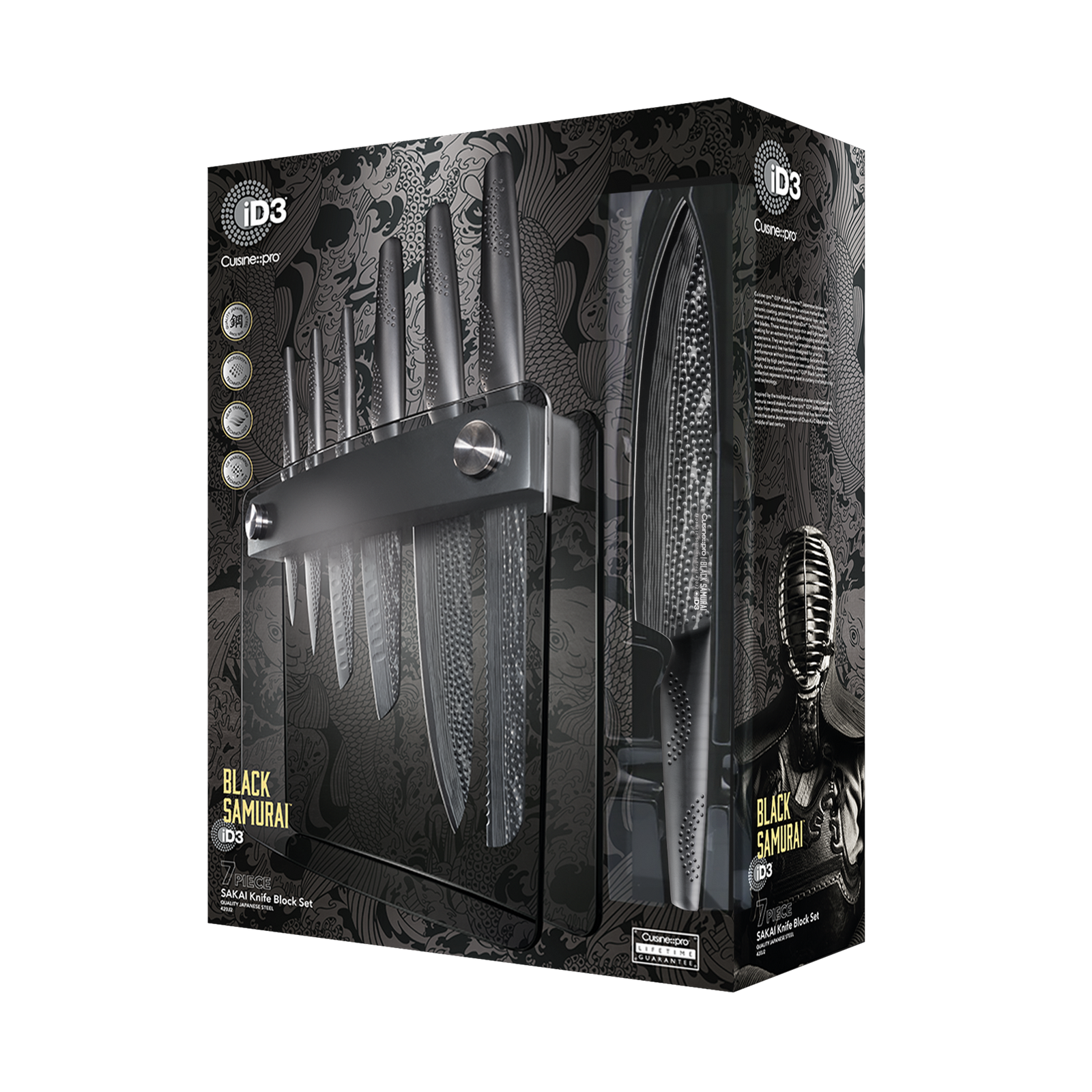 BLACK SAMURAI™ Sakai Knife Set - 7 Piece Block – THE CUSTOM CHEF TM