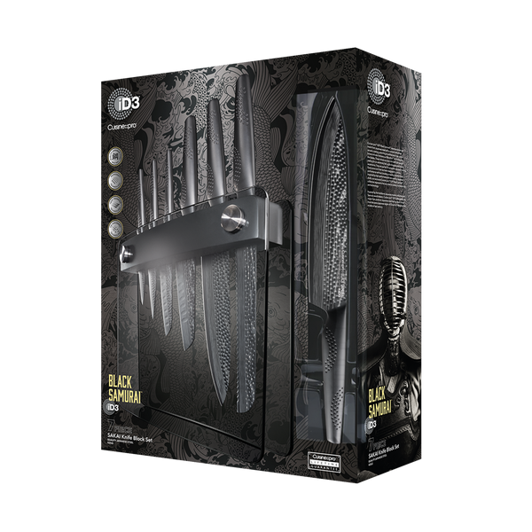 BLACK SAMURAI™ Sakai Knife Set - 7 Piece Block – THE CUSTOM CHEF TM