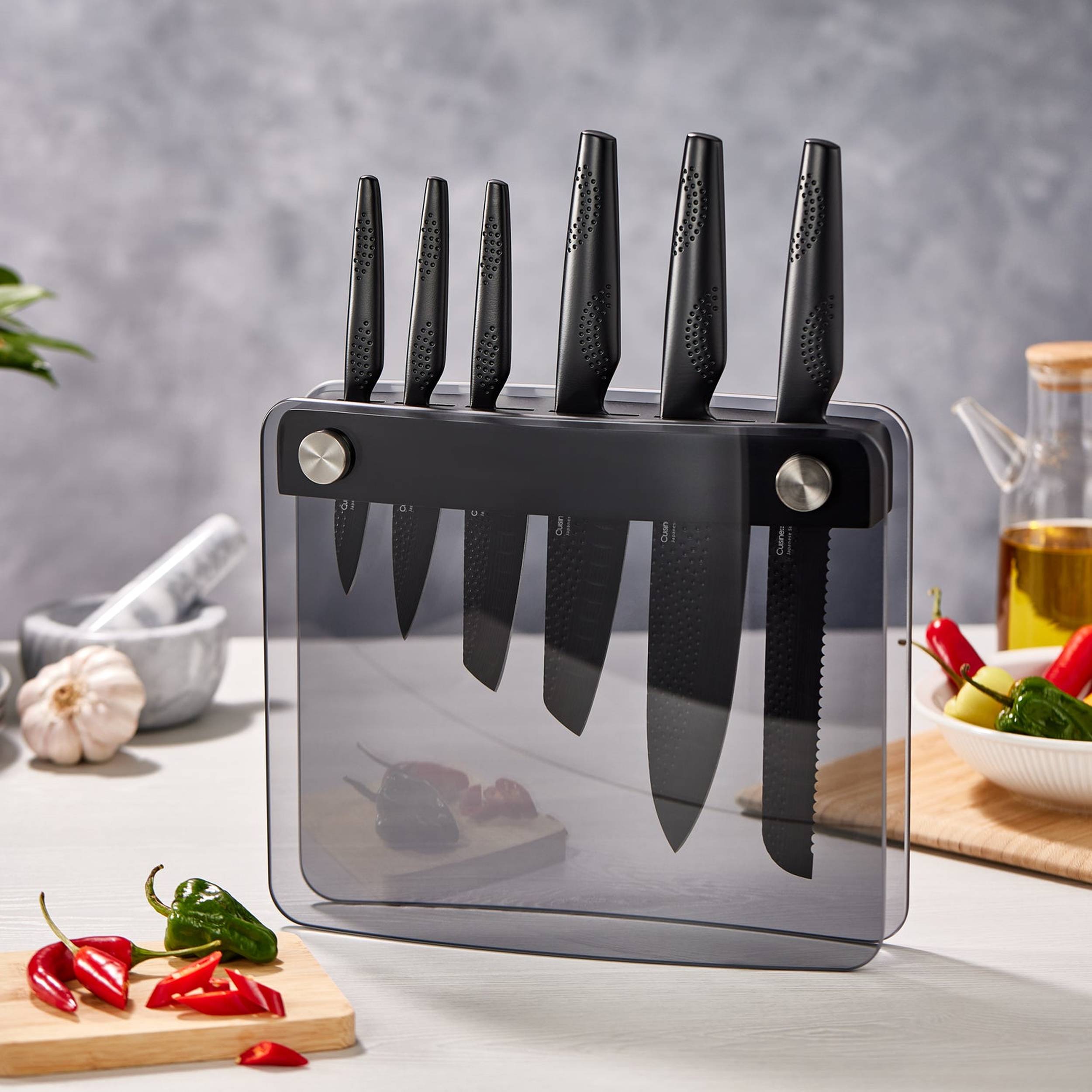 BLACK SAMURAI™ Sakai Knife Set - 7 Piece Block – THE CUSTOM CHEF TM
