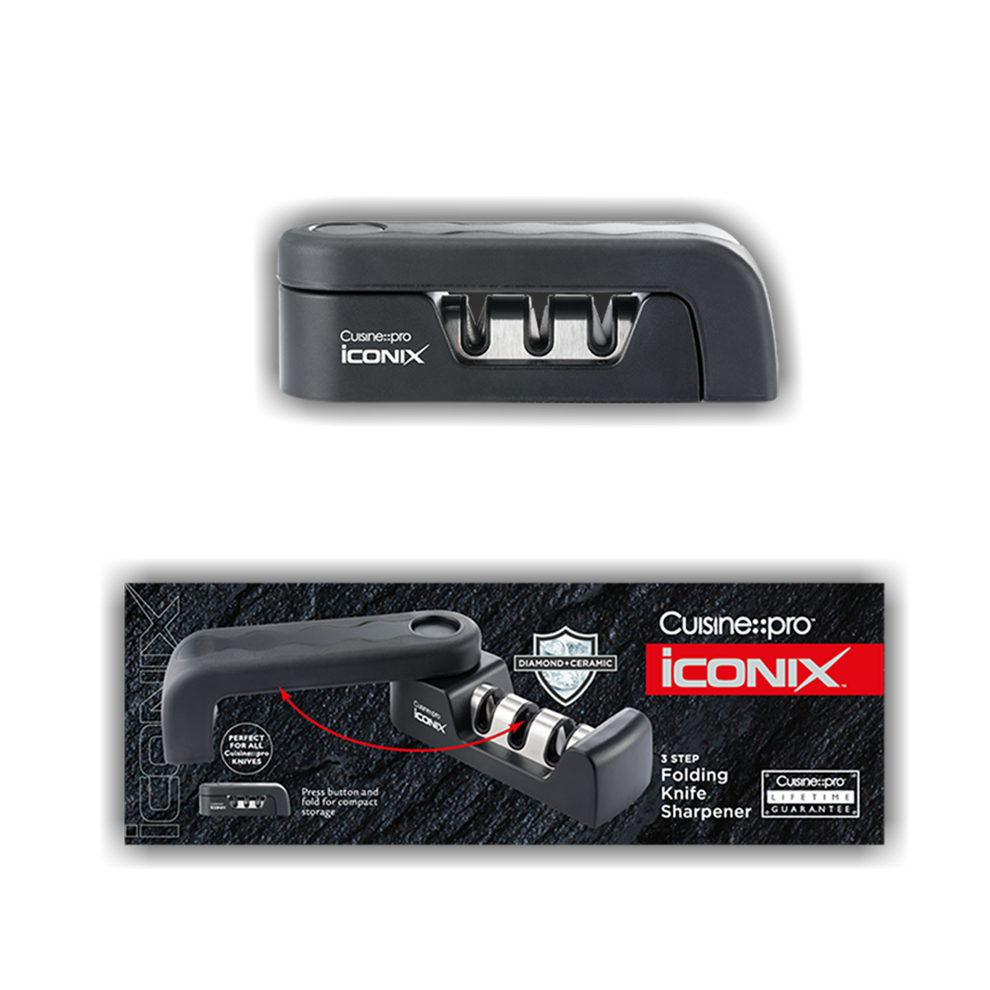 Cuisine::pro® iconiX® Folding 3-Step Knife Sharpener