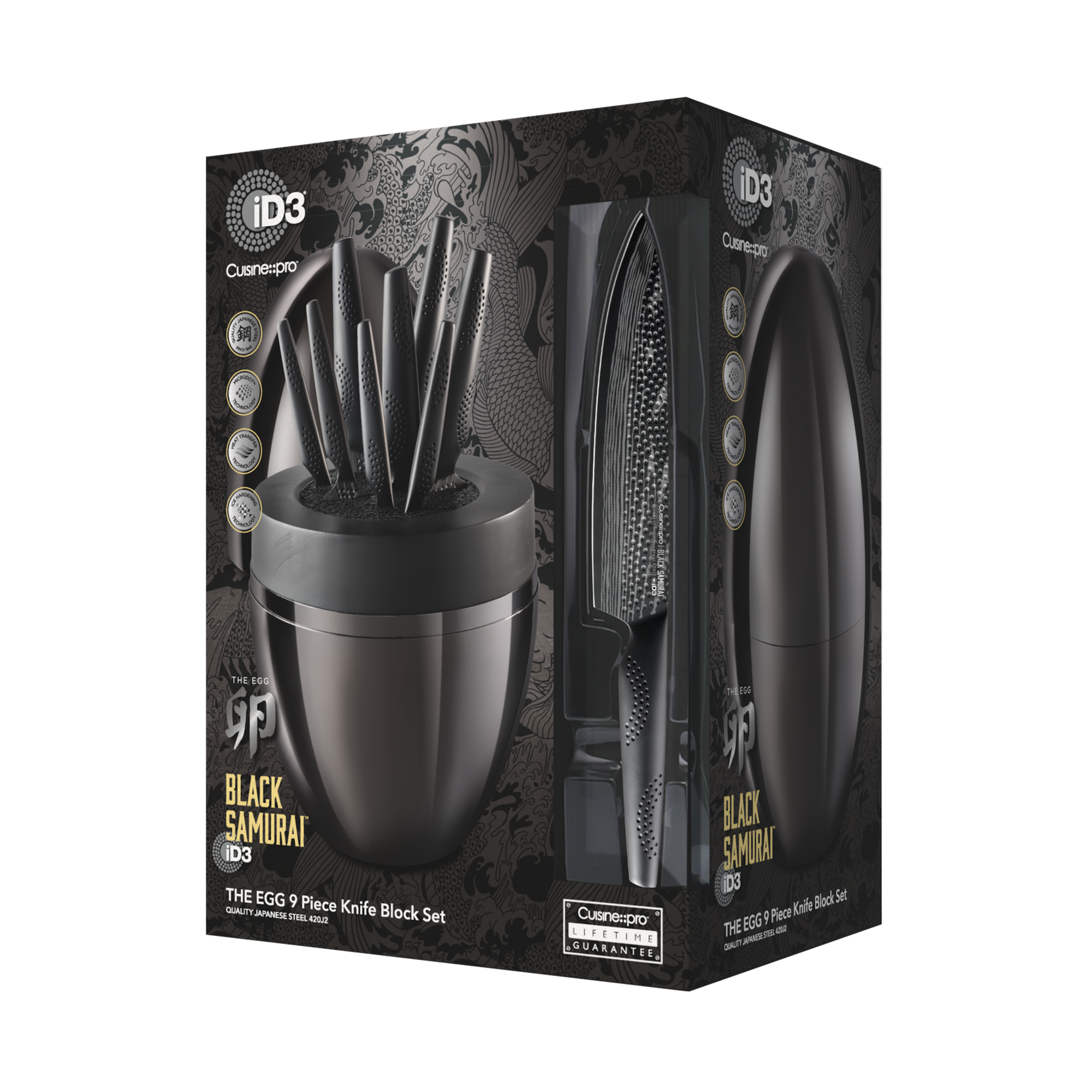 Cuisine::pro® iD3® BLACK SAMURAI THE EGG 9-Piece Knife Block