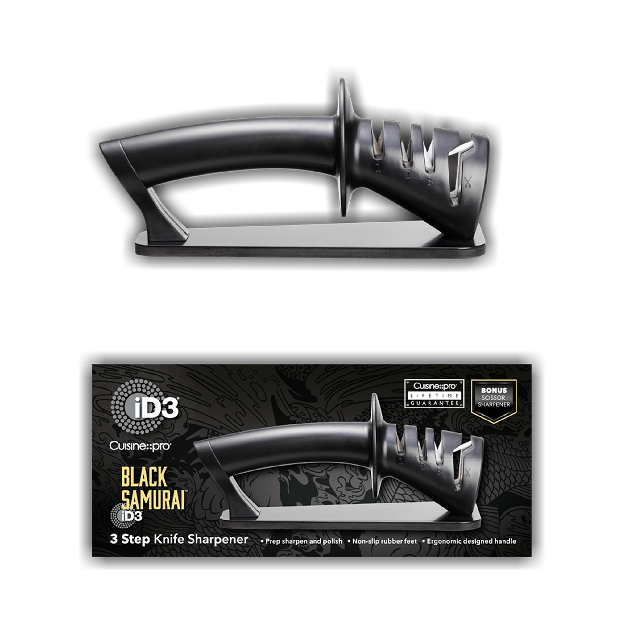 Cuisine::pro® iD3® BLACK SAMURAI 3-Step Knife Sharpener