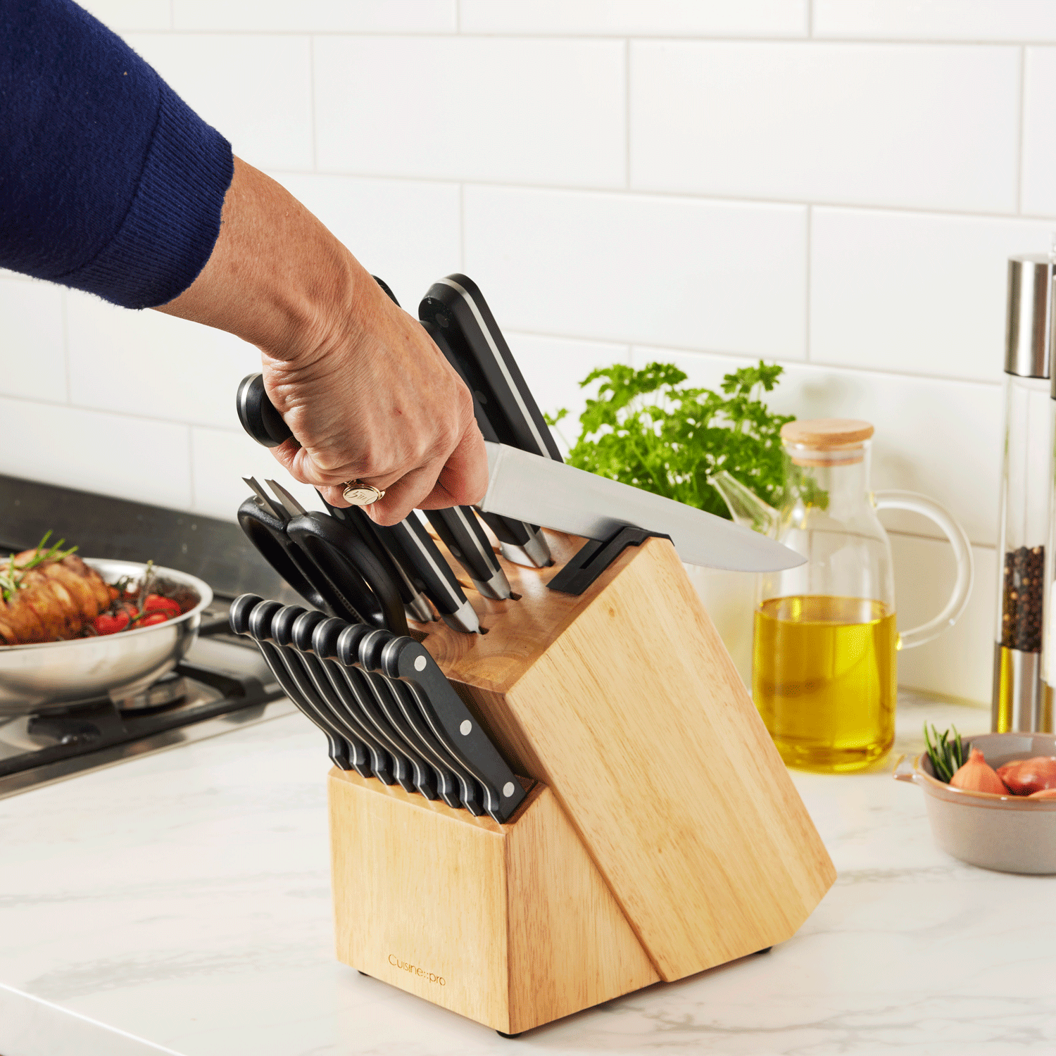 Knife Block Set, 6-Pieces Yellow Sharp Stainless Steel Cooking