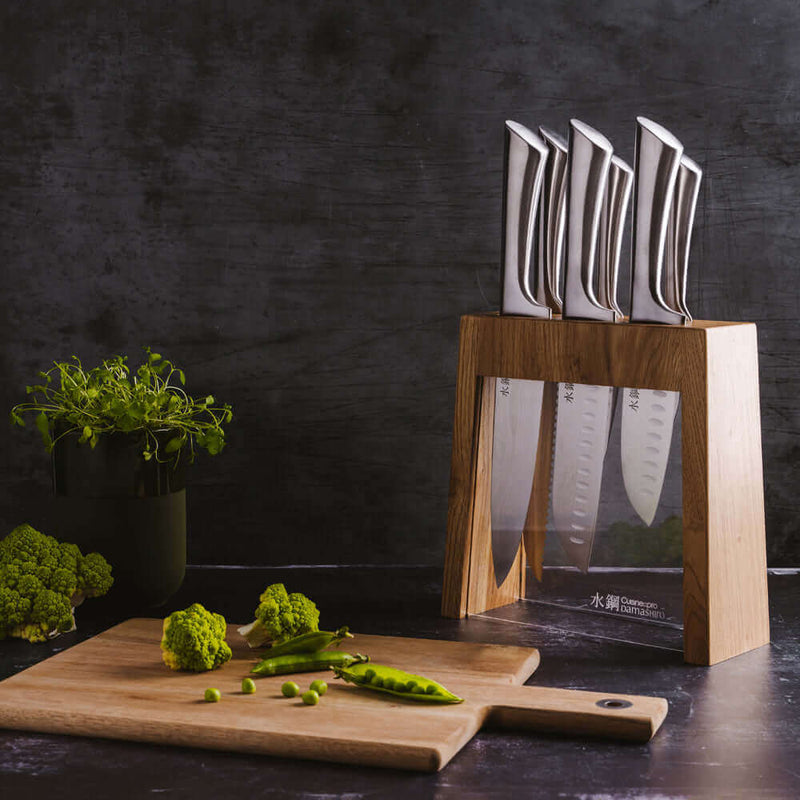 Cuisine::pro® Damashiro® 7 Piece Mizu Knife Block Oak