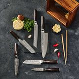 Bloc à couteaux 7 pièces Cuisine::pro® Damashiro® EMPEROR Mokuzai
