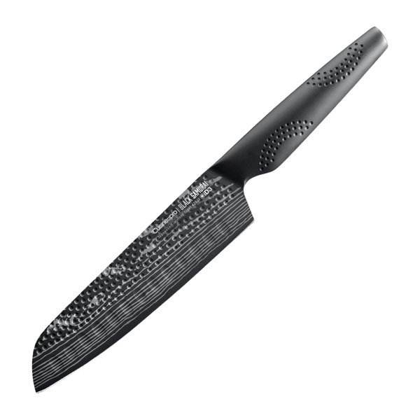 Cuisine::pro iD3 BLACK SAMURAI Santoku Knife 18cm 7in made from Japanese Steel 420J2 for slicing, dicing, and mincing.