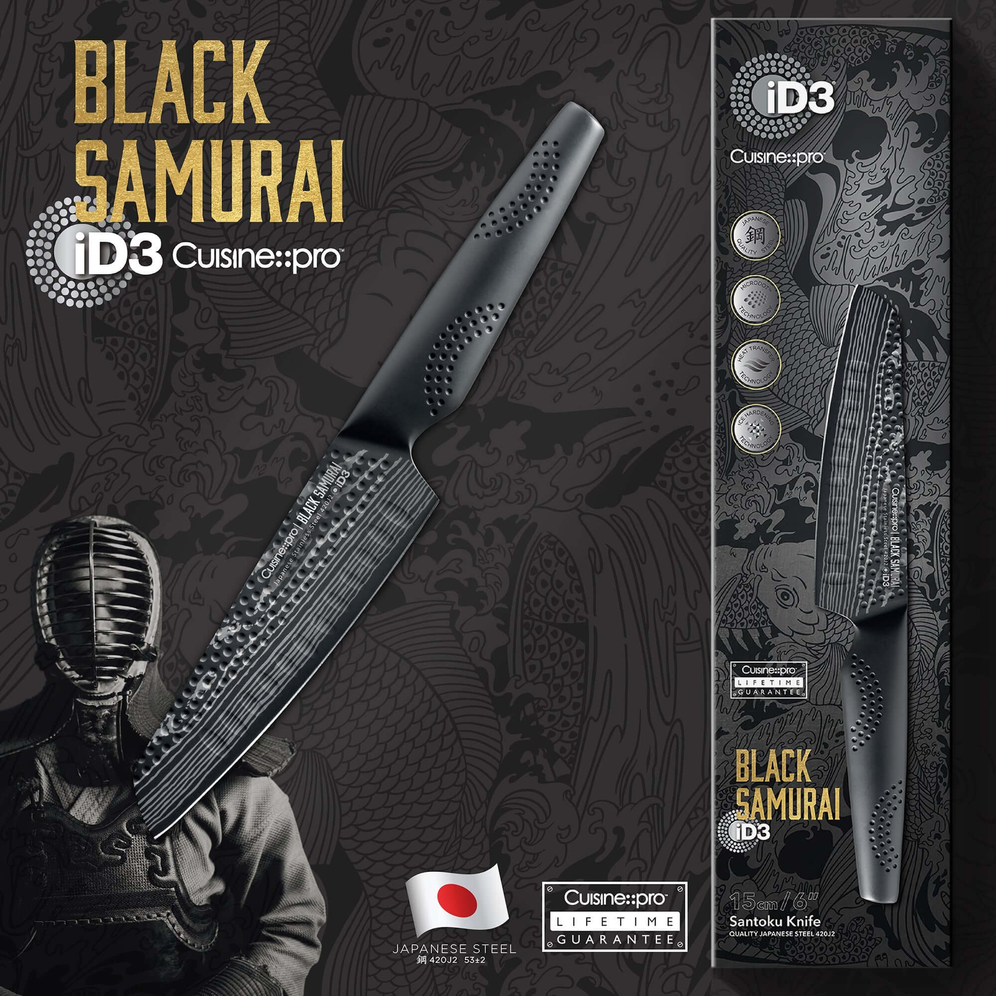 Cuisine::pro® iD3® BLACK SAMURAI™ Santoku Knife 15cm 6"-1034437