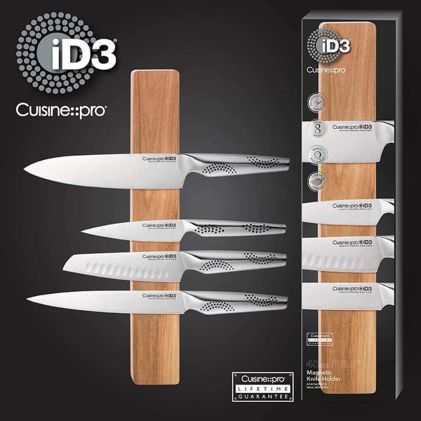Køkken::pro® iD3® Magnetisk akacietræ Vægmonteret knivholder 40 cm 15,5 tommer