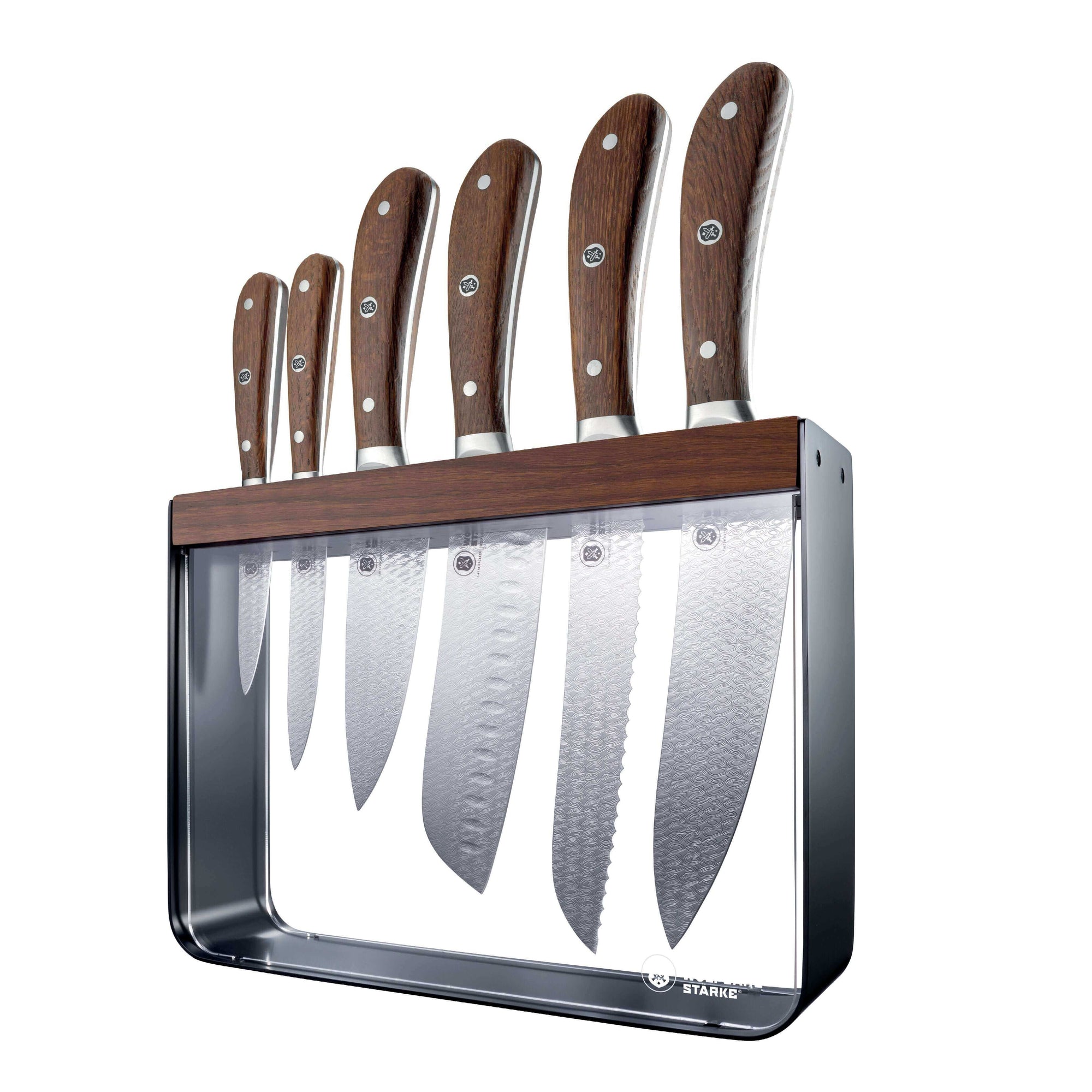 Customization for Cuisine Pro Wolfgang Starke Oak Harz Knife Block 7 Piece - kitchen knife set with wooden handles in a sleek block.