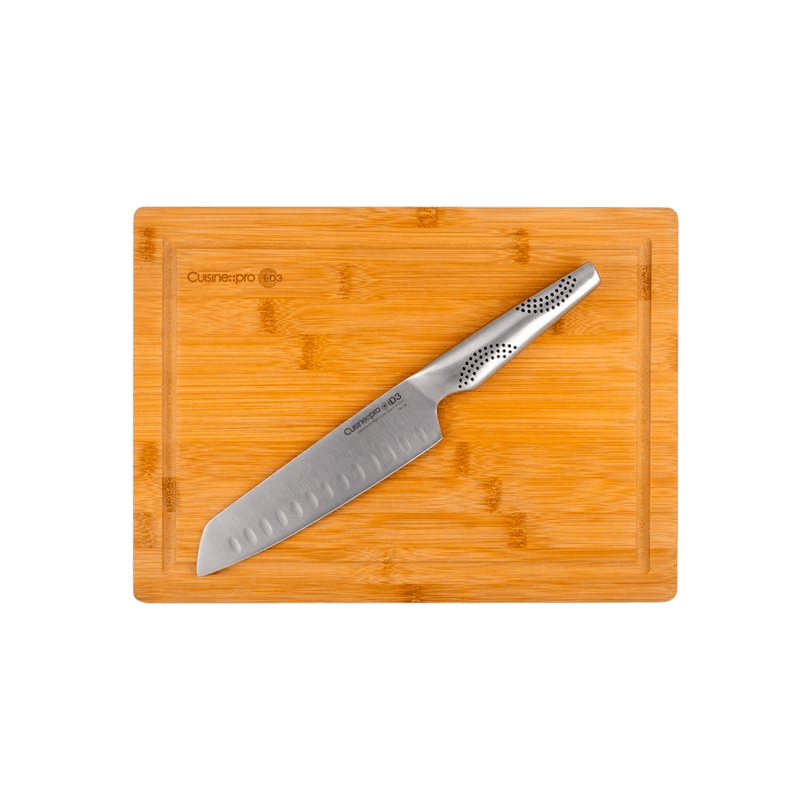 Cuisine::pro® iD3® Couteau Santoku 18cm 7" & Ensemble de Planche 25.5cm 10" x 35cm 13.7"